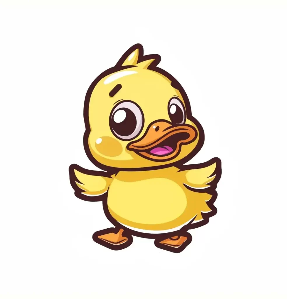 duck vector logo sticker cute line cartoon
