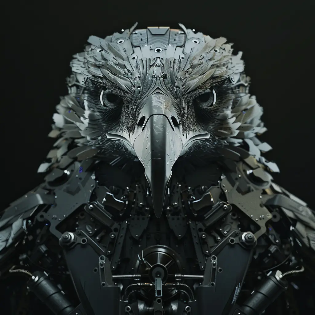 eagle mechanical head mecha robotic science fiction 3D AI