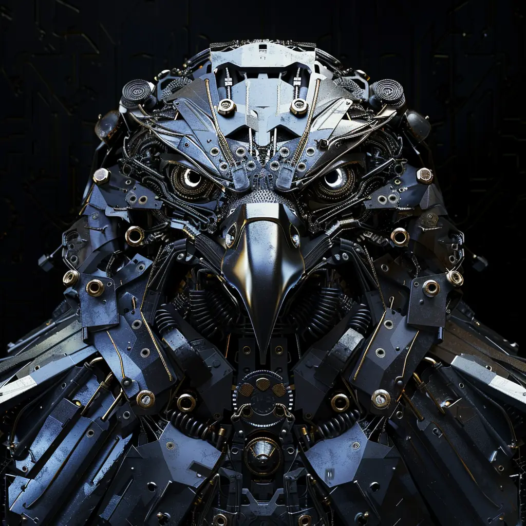 eagle mechanical head robotic mecha science fiction 3D AI
