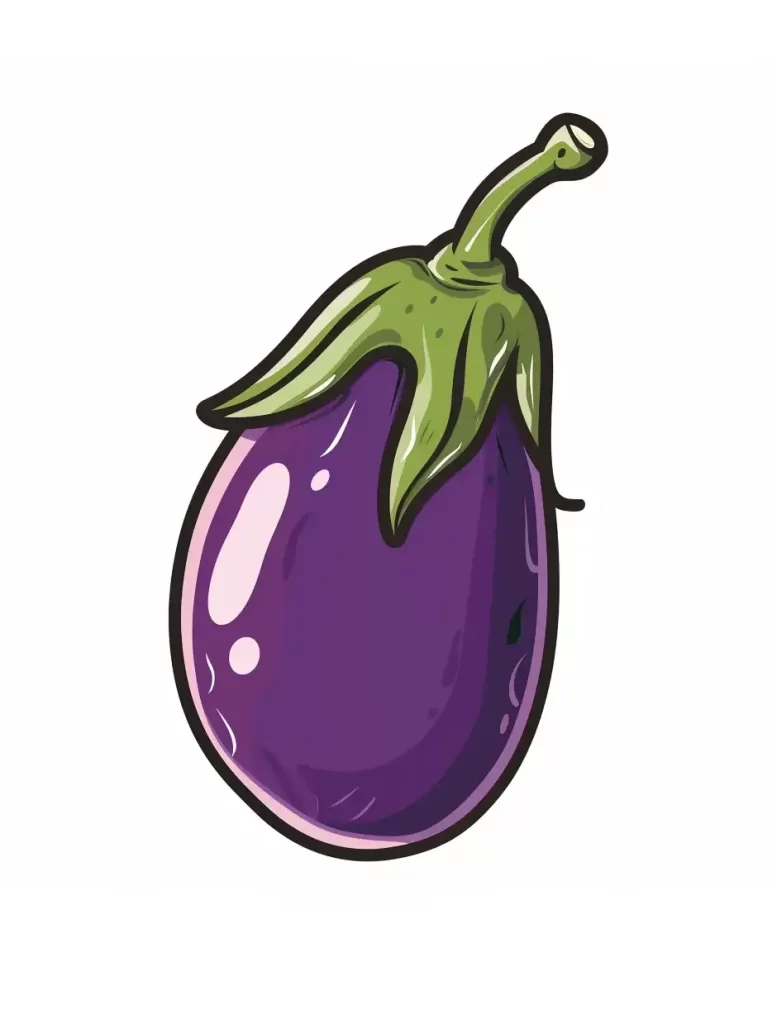 eggplant logo sticker vector cute line cartoon