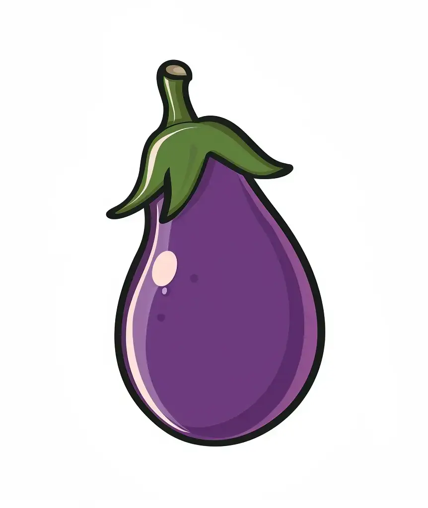 eggplant logo sticker vector line cute cartoon