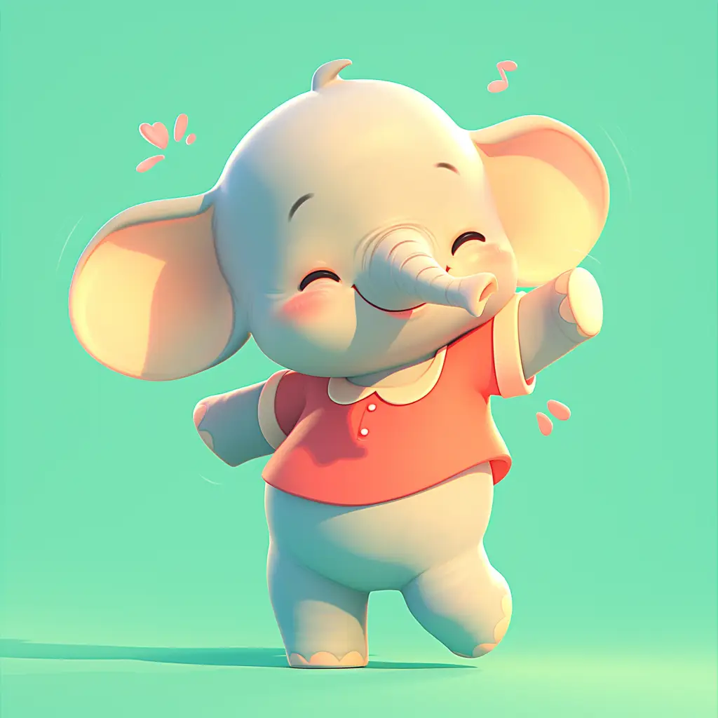 elephant cute happy 3D character cartoon design