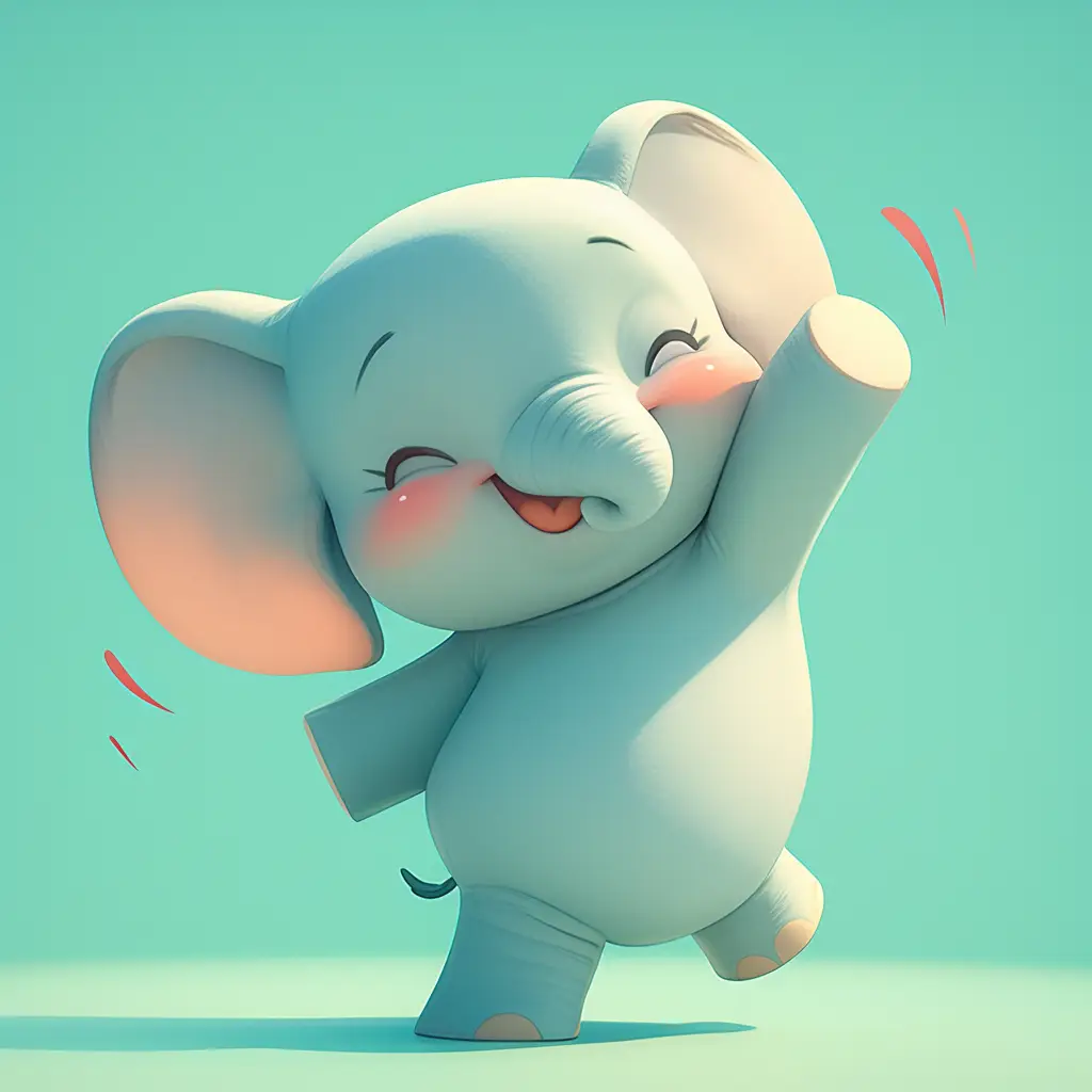 elephant cute happy 3D character design cartoon