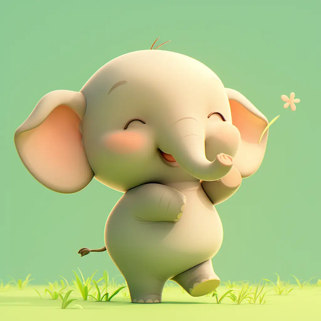 elephant cute happy character 3D cartoon design