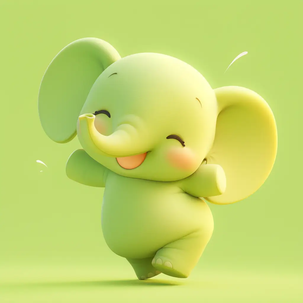elephant cute happy character 3D design cartoon