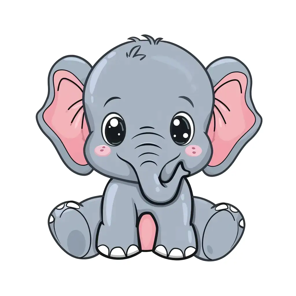 elephant logo vector sticker cute line cartoon