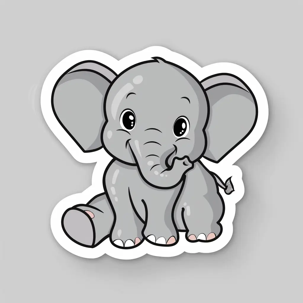 elephant logo vector sticker line cute cartoon
