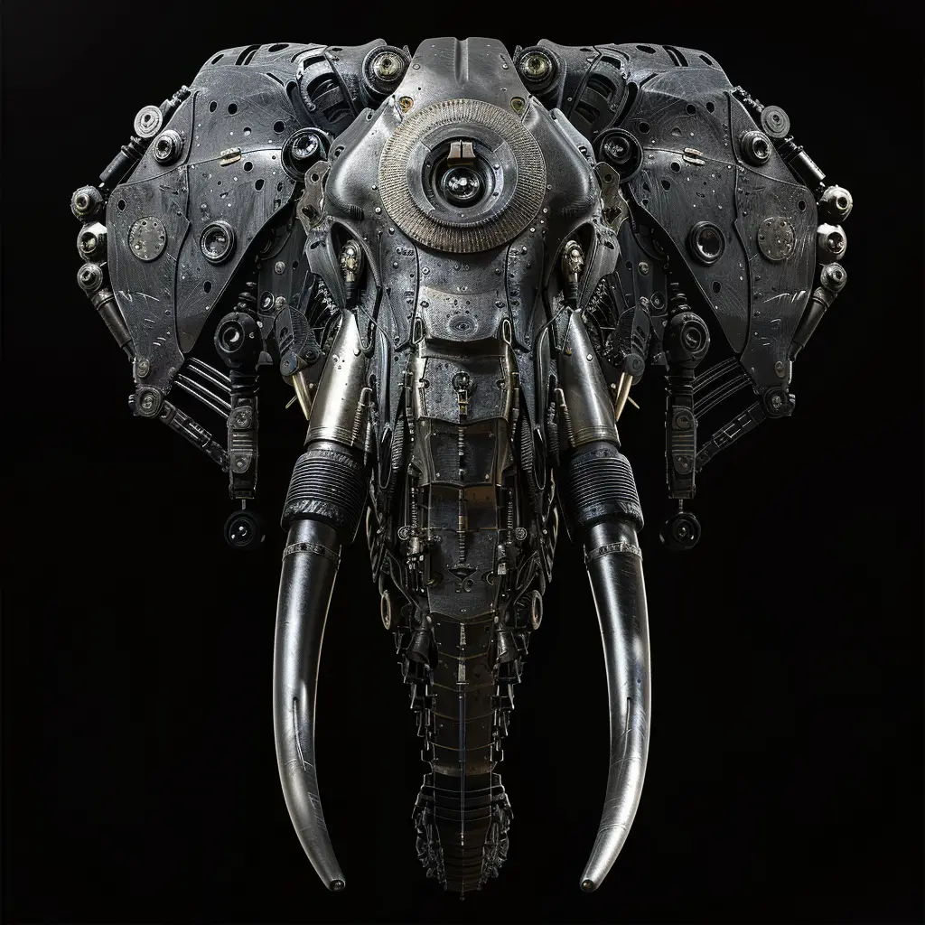 elephant mechanical head 3D robotic mecha science fiction AI