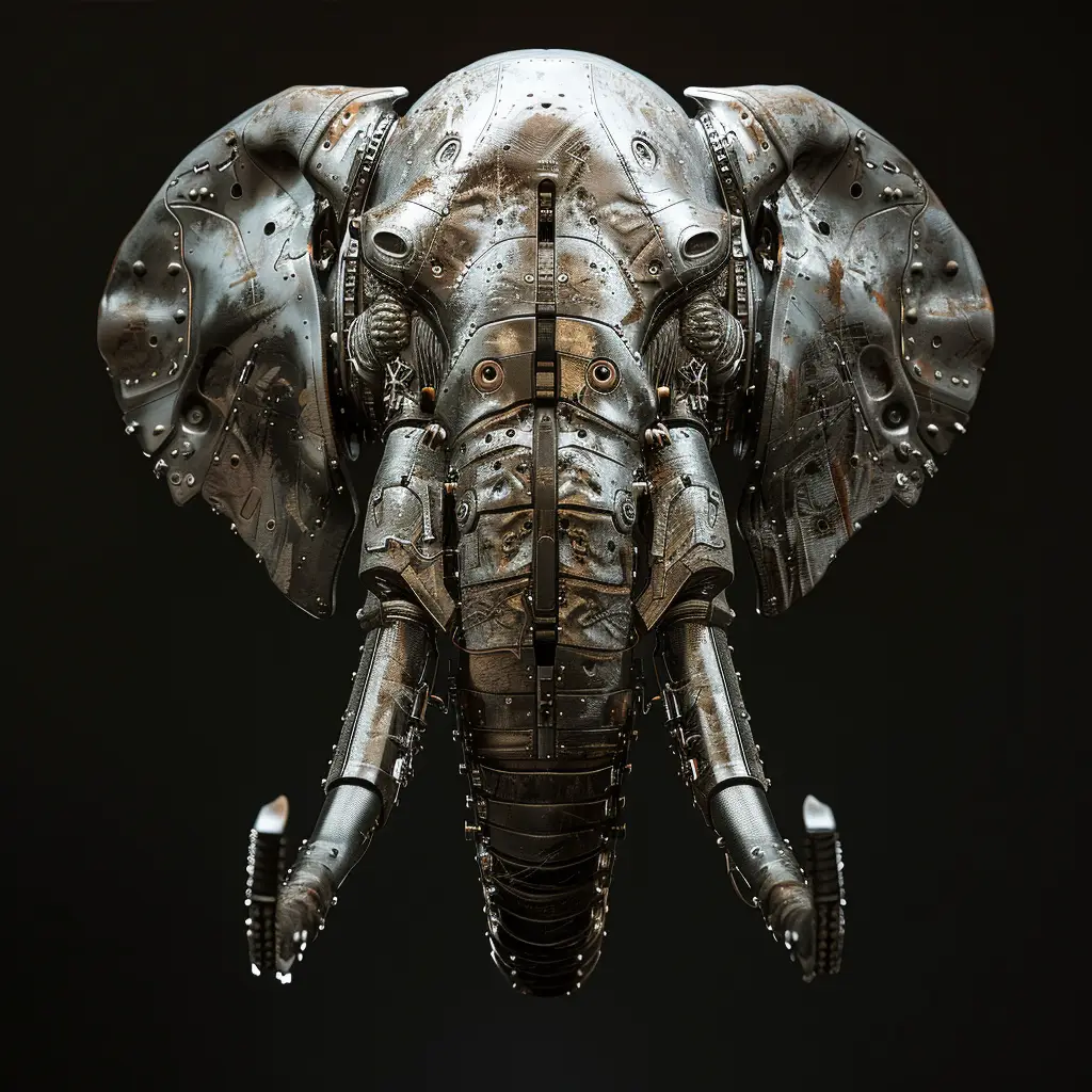 elephant mechanical head robotic mecha science fiction 3D AI