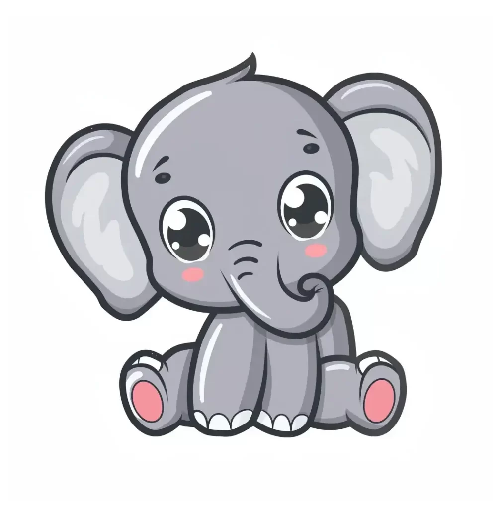 elephant vector logo sticker line cute cartoon