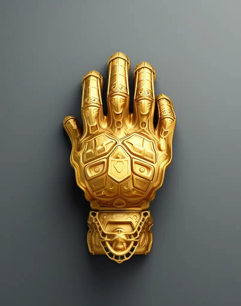 glove icon 3D material game UI golden art gold