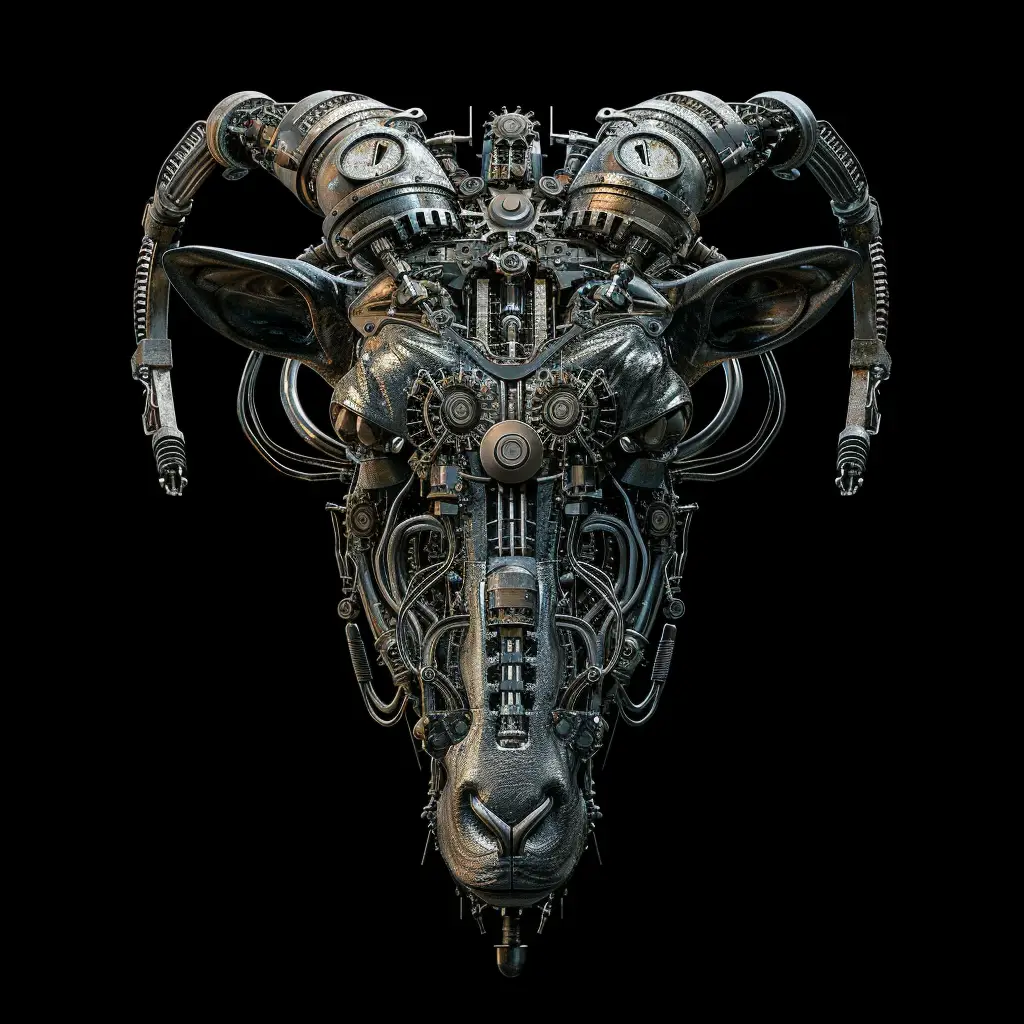 goat mechanical head robotic mecha science fiction 3D AI