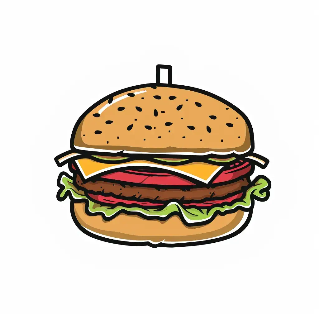 hamburger logo vector sticker cute line cartoon illustration