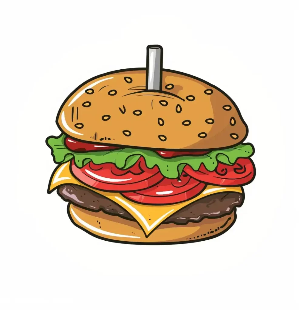 hamburger logo vector sticker line cute cartoon illustration