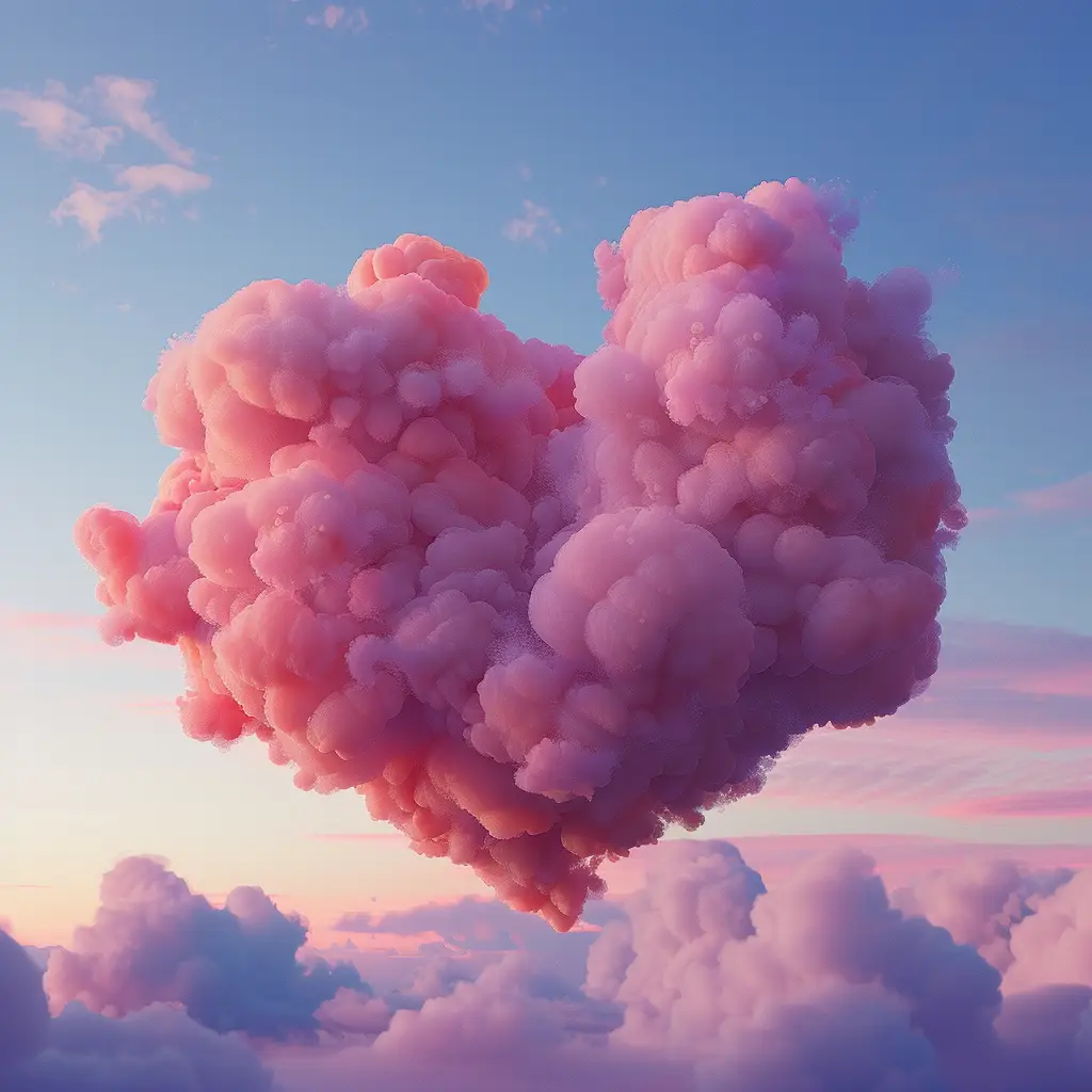 heart shape sky cloud pink 3D