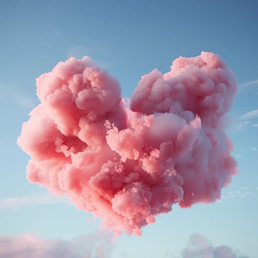 heart shape sky pink cloud 3D