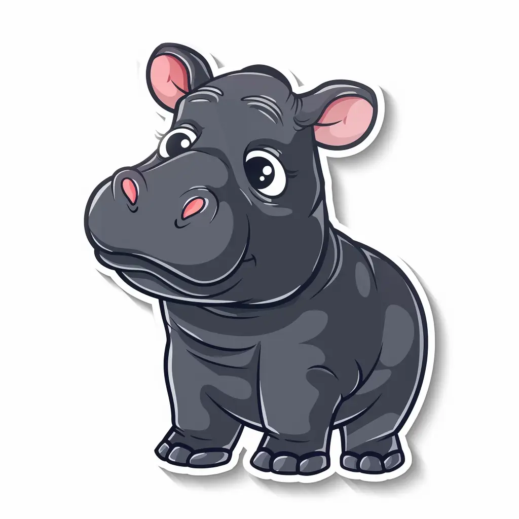 hippo logo vector sticker cute line cartoon