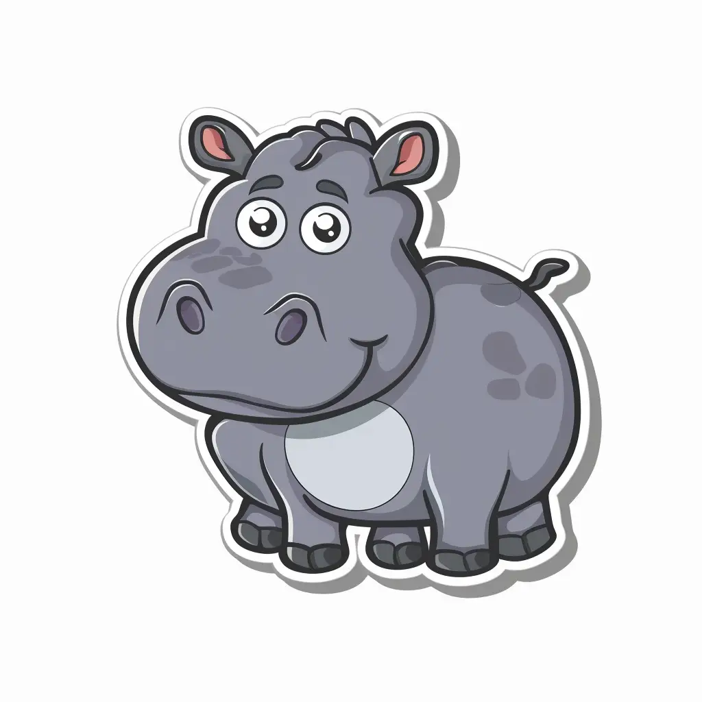 hippo vector logo sticker cute line cartoon