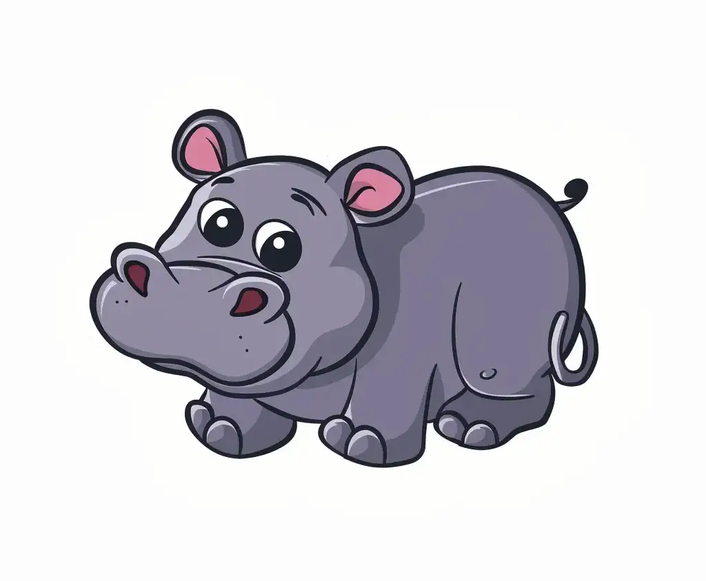 hippo vector logo sticker line cute cartoon