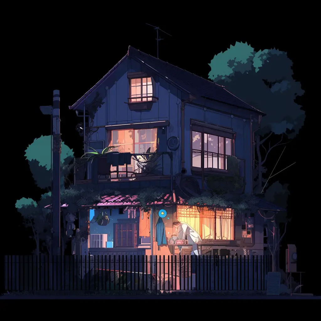 home house villadom facade isometric cartoon illustration