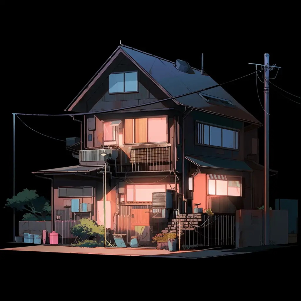 home house villadom facade isometric illustration cartoon
