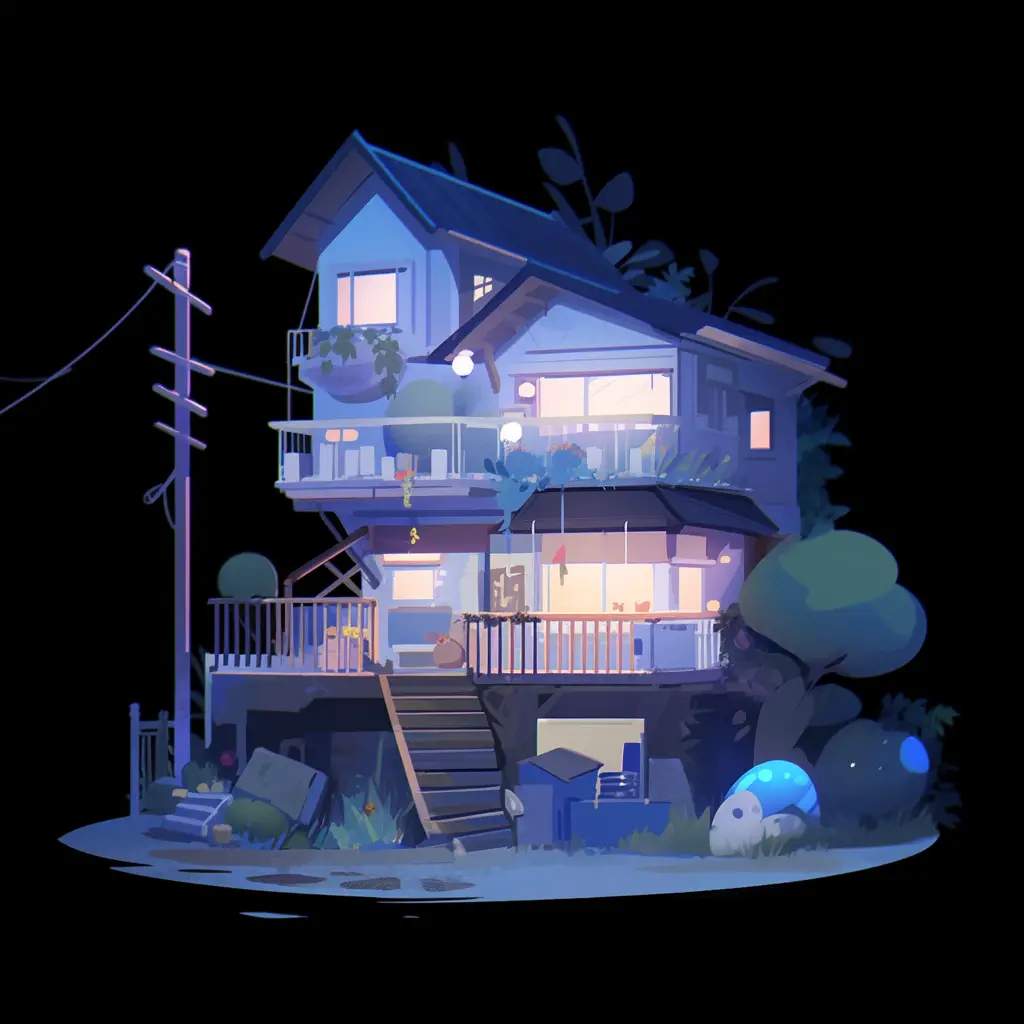 home house villadom isometric facade illustration cartoon