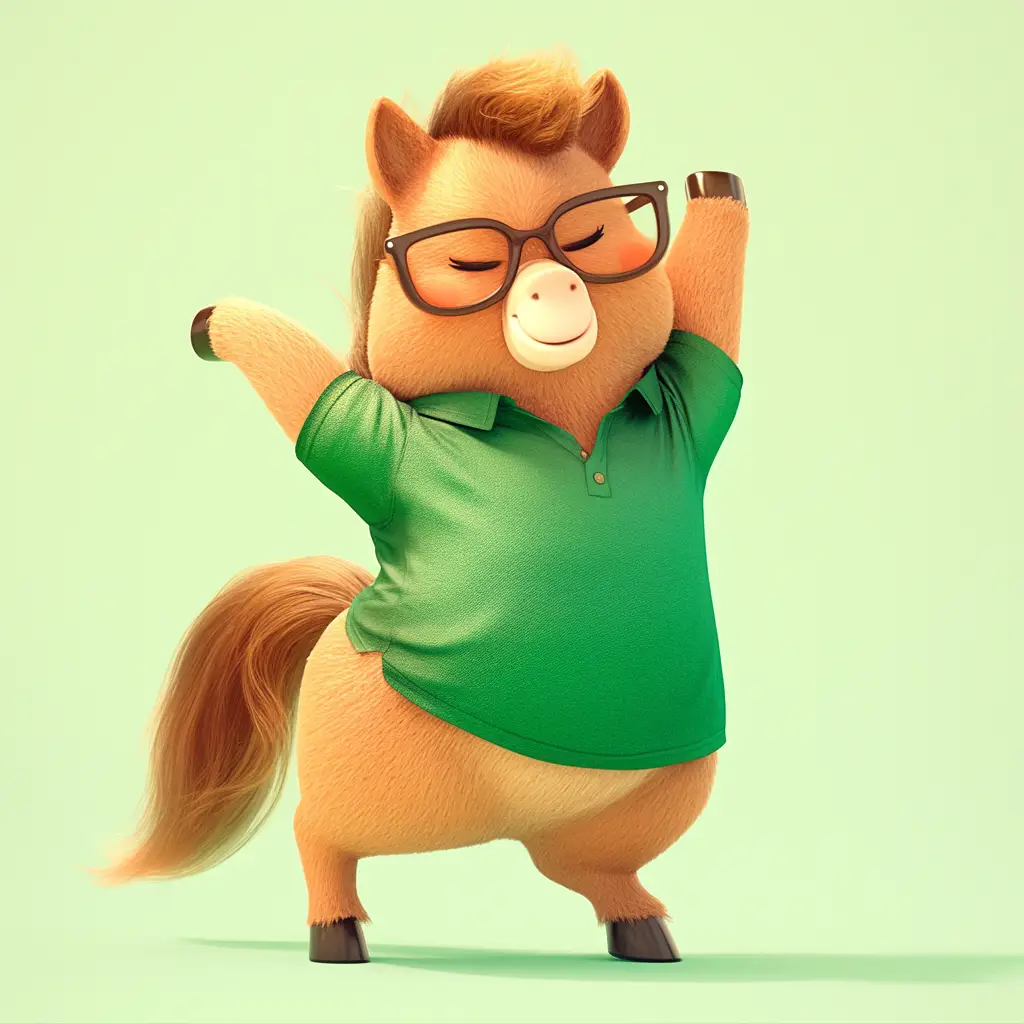 horse cute happy 3D character design cartoon
