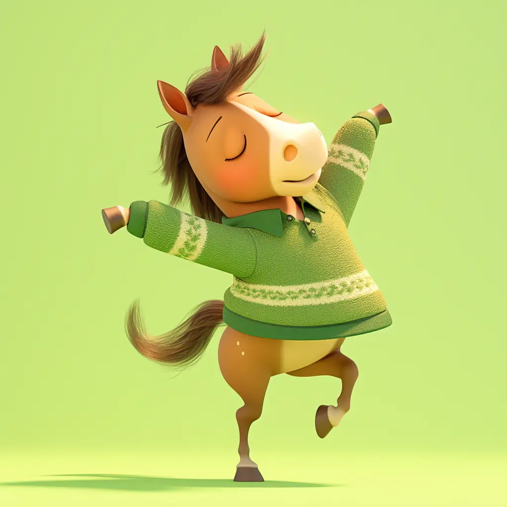 horse cute happy character 3D cartoon design