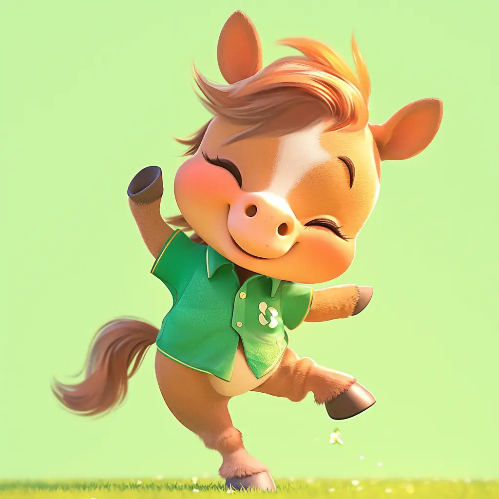 horse cute happy character 3D design cartoon