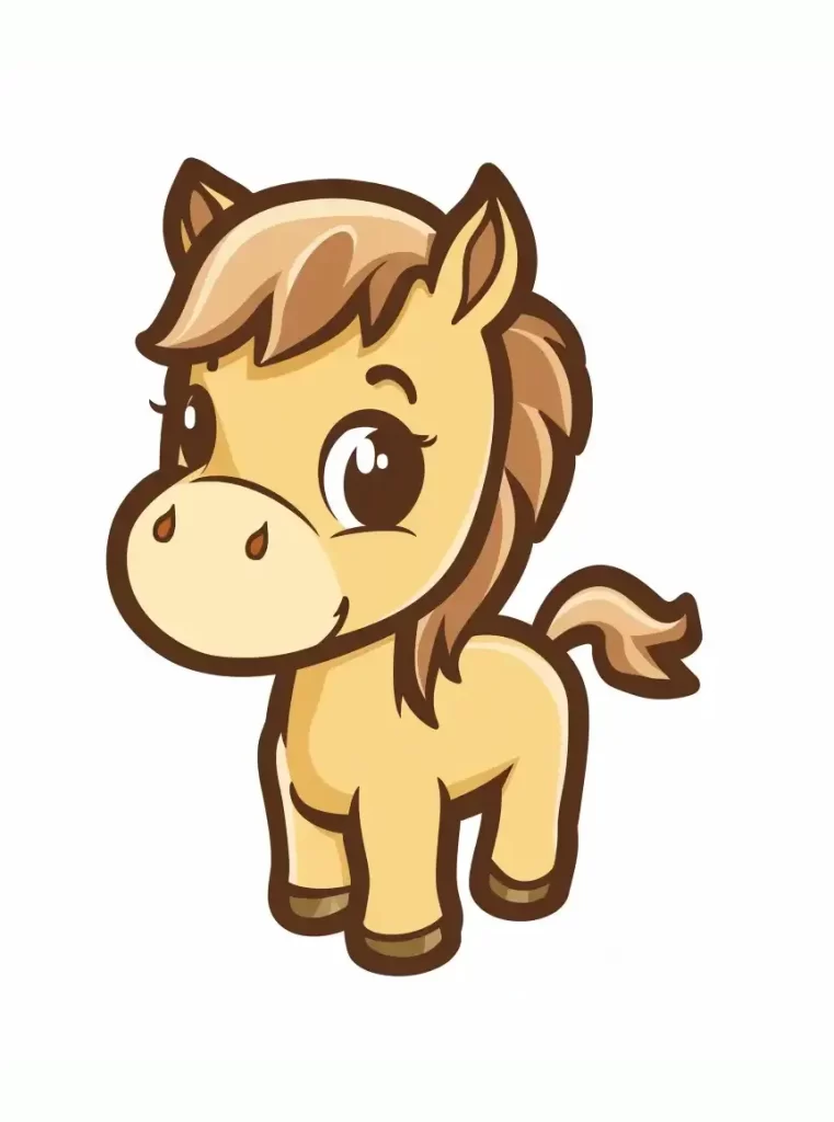 horse logo vector sticker cute line cartoon