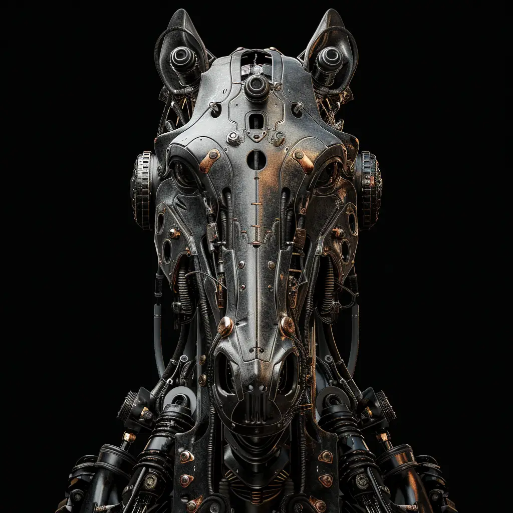 horse mechanical head mecha robotic science fiction 3D AI