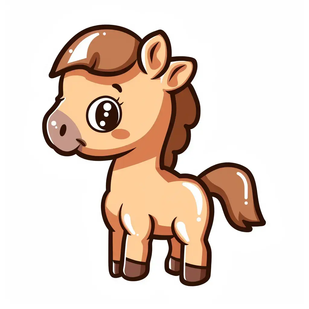 horse vector logo sticker cute line cartoon