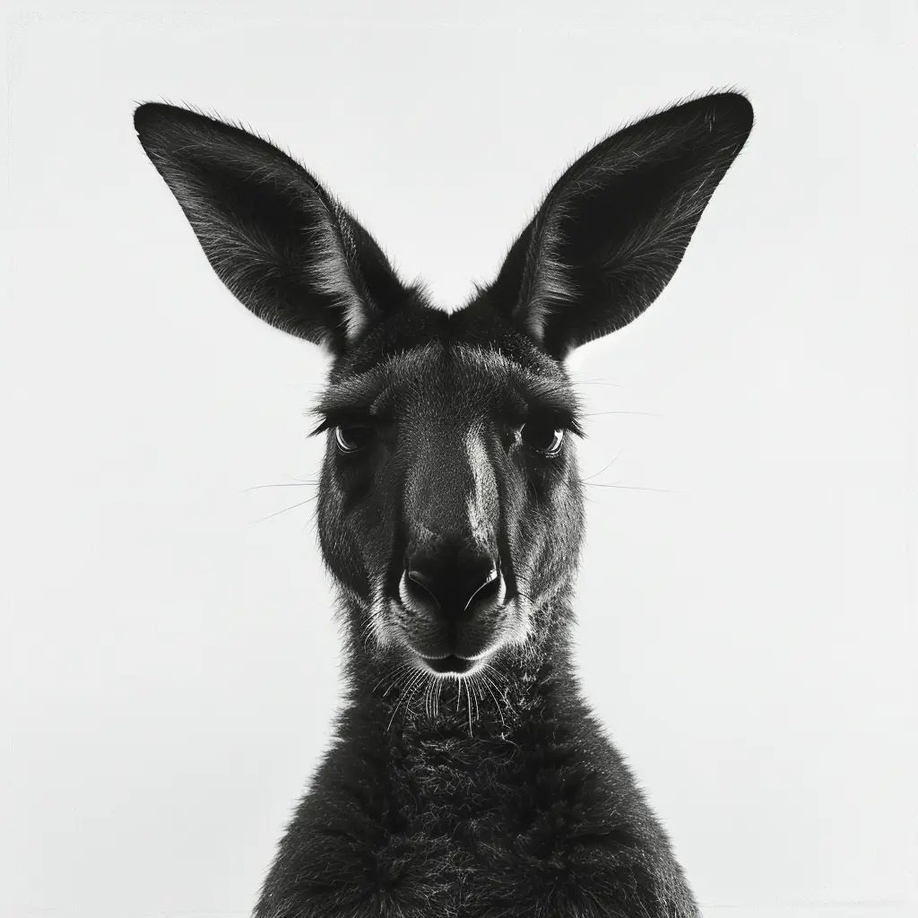 kangaroo Light Black White Face Head Photography Silhouette