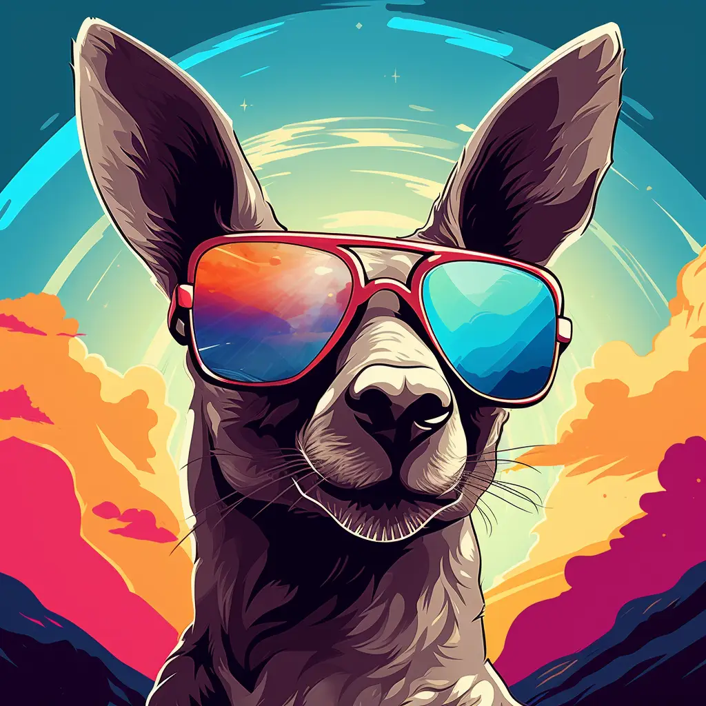 kangaroo sunglass glasses cartoon illustration
