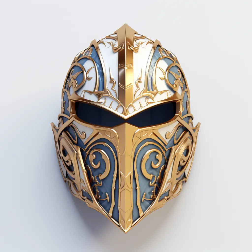 knight helmet 3D material golden art gold game icon UI