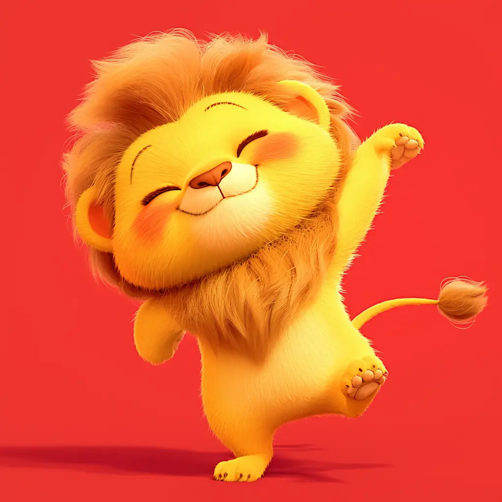 lion cute happy 3D character design cartoon