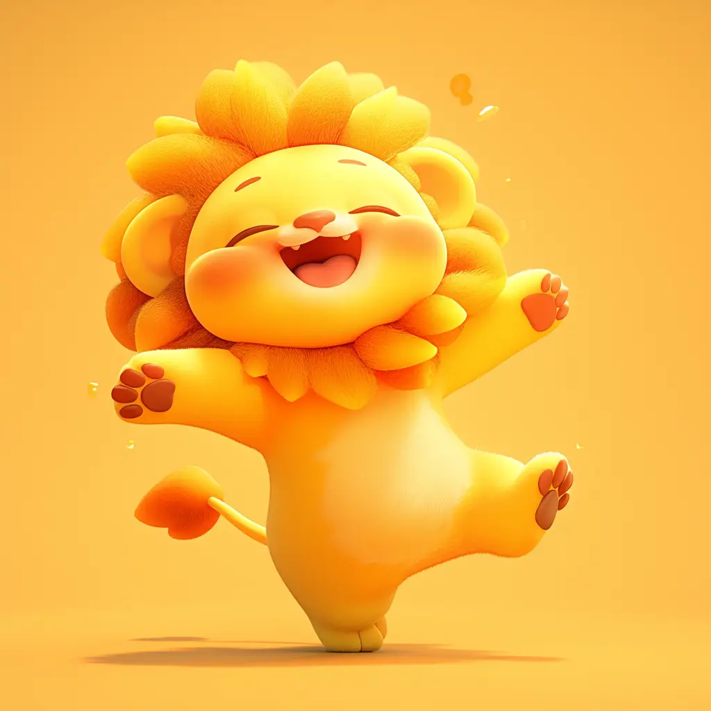 lion cute happy 3D design character cartoon