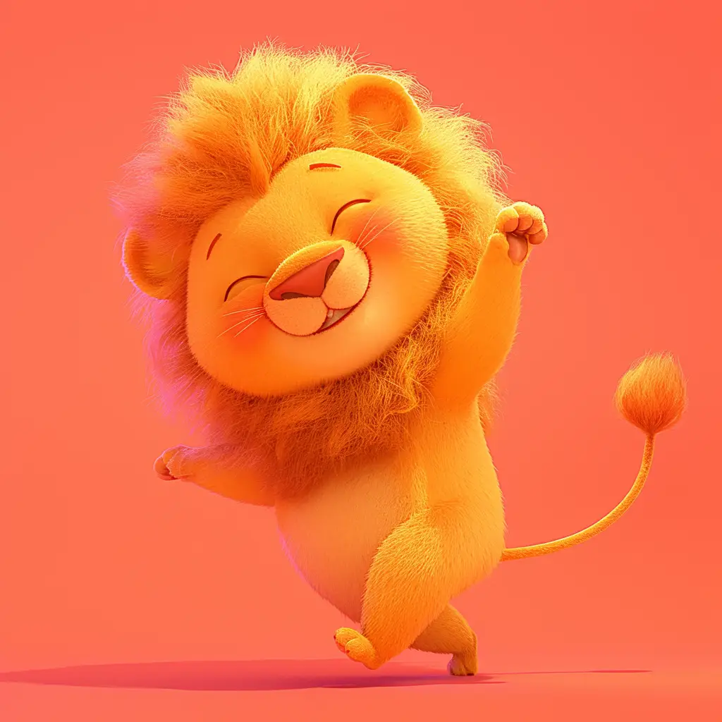 lion cute happy character design 3D cartoon