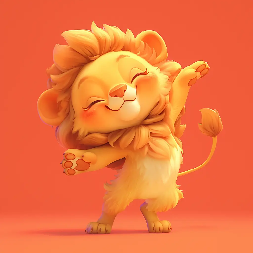 lion cute happy design character 3D cartoon