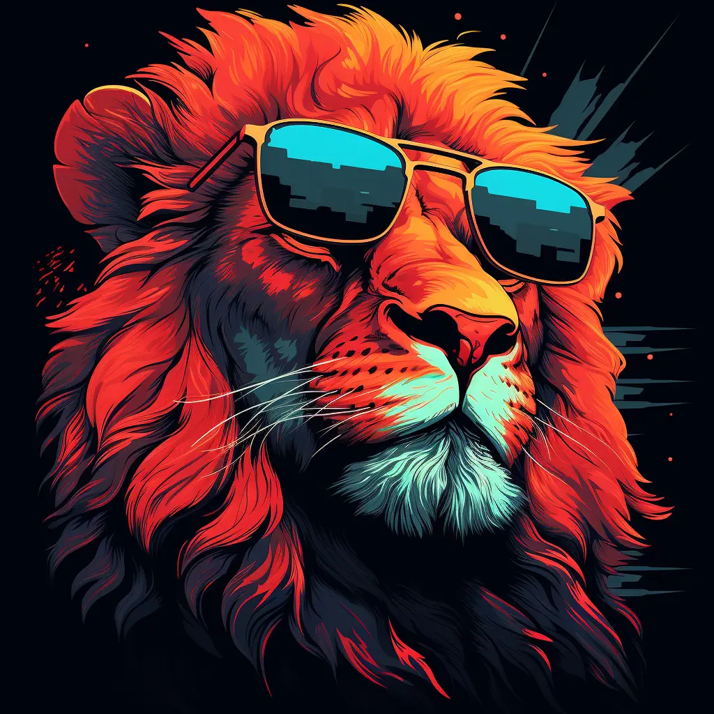 lion glasses sunglass cartoon illustration
