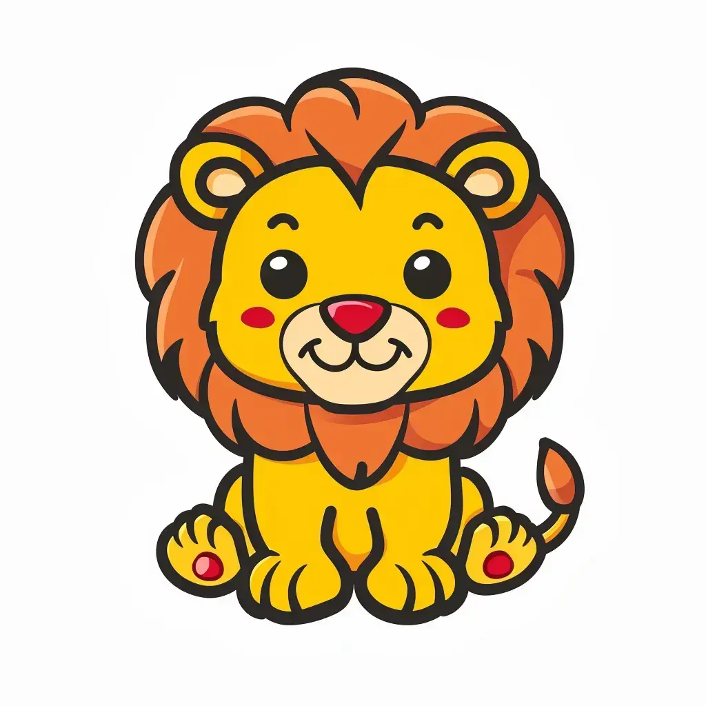 lion logo vector sticker cute line cartoon