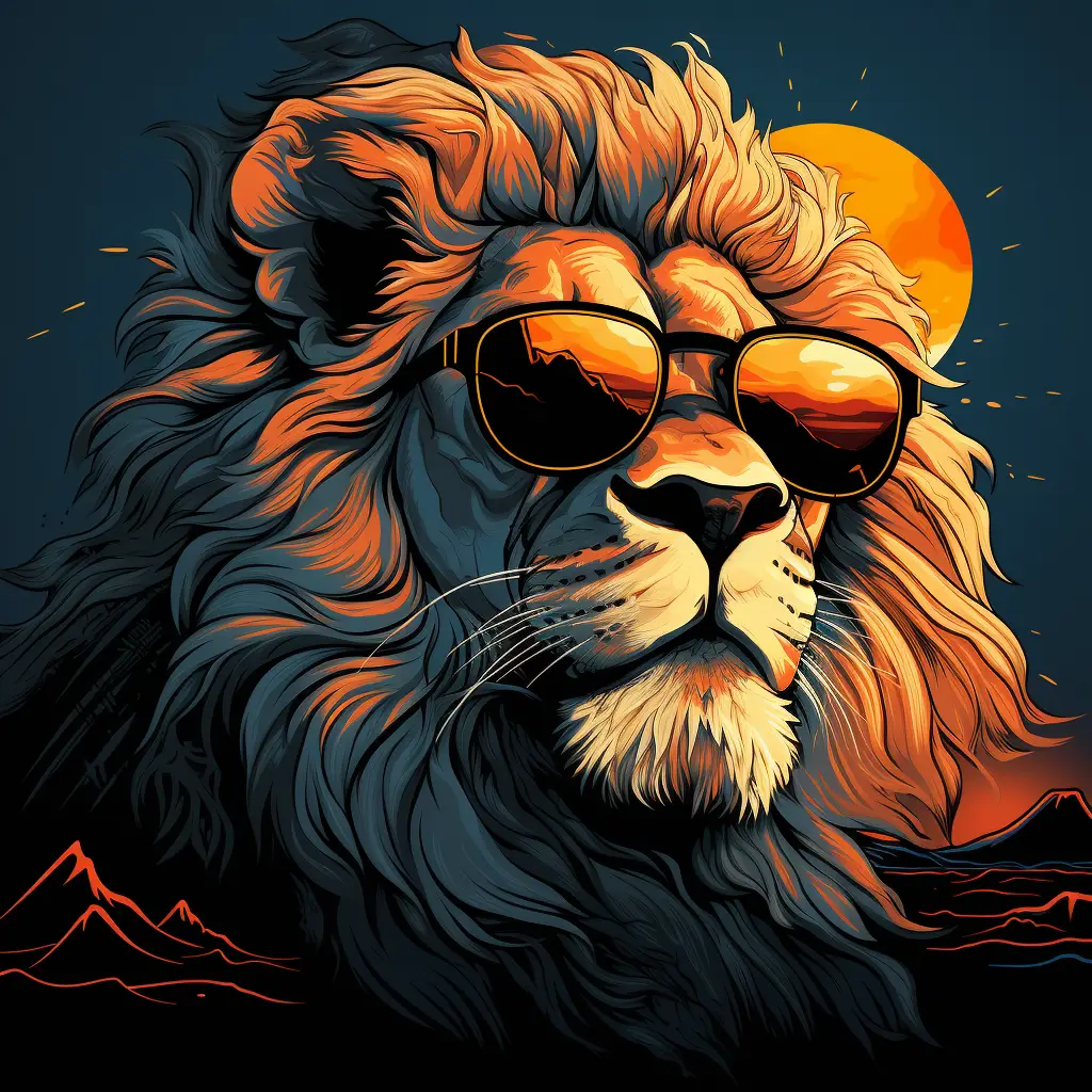 lion sunglass glasses cartoon illustration