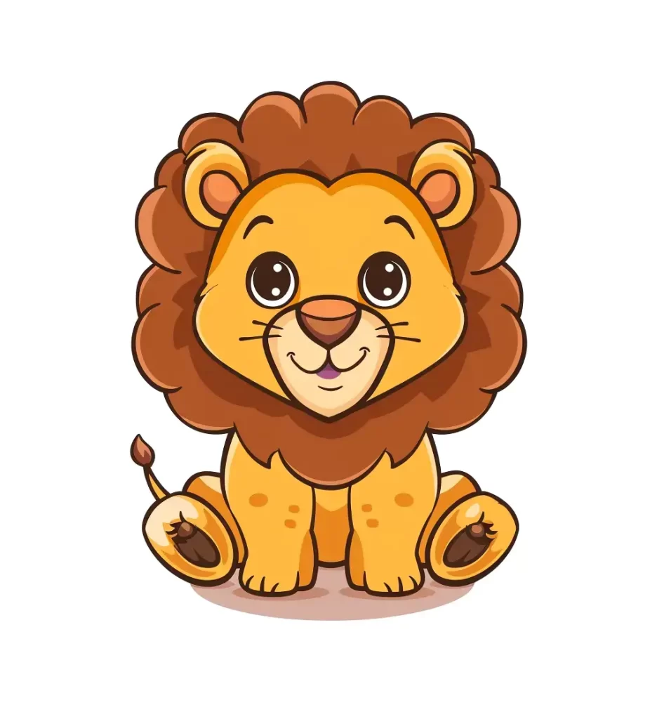 lion vector logo sticker cute line cartoon illustration