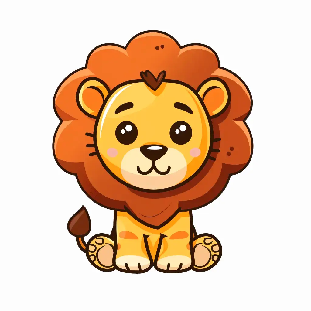 lion vector logo sticker line cute cartoon illustration