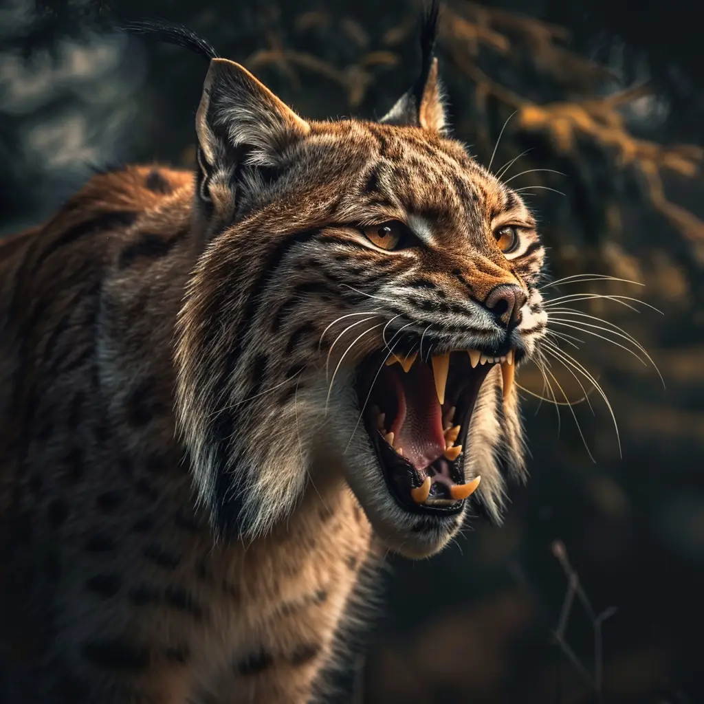 lynx roar teeth angry dangerous photography