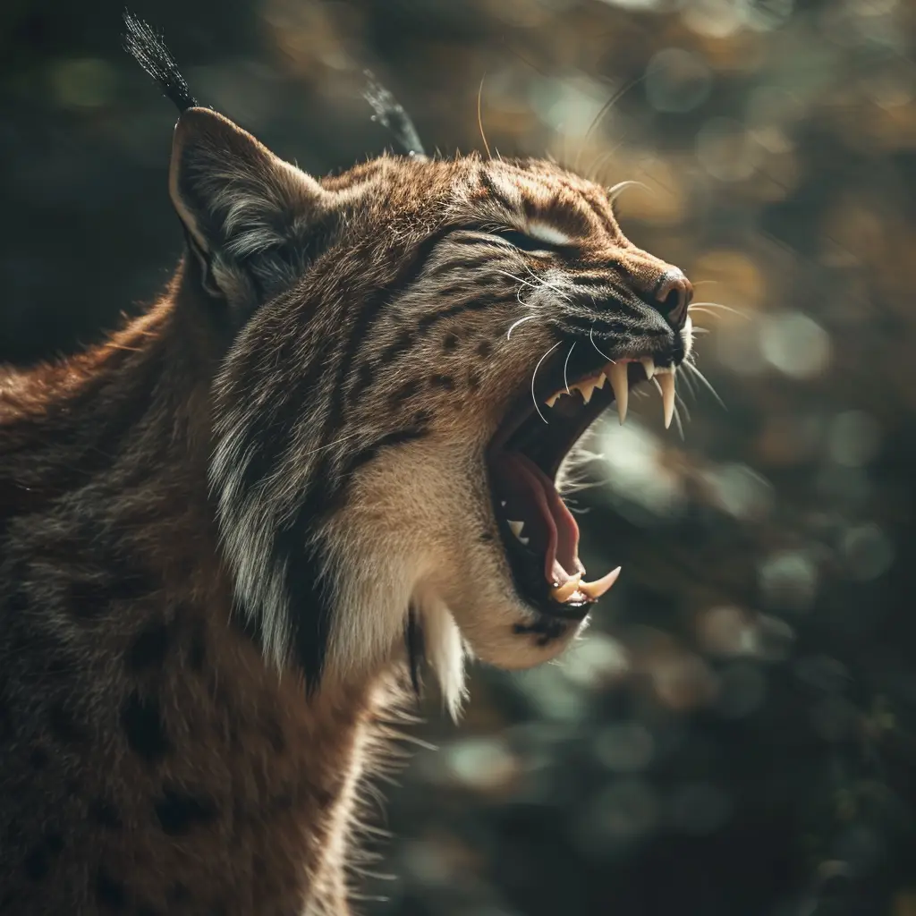 lynx roar teeth dangerous angry photography