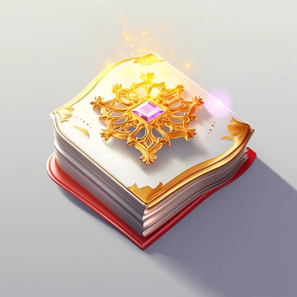 magic book icon 3D material game UI art gold golden