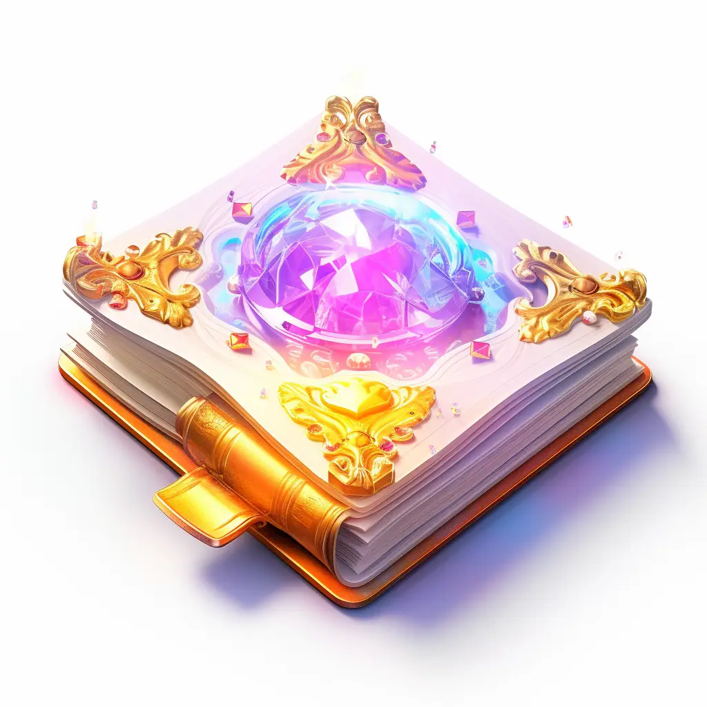magic book icon 3D material game UI art golden gold