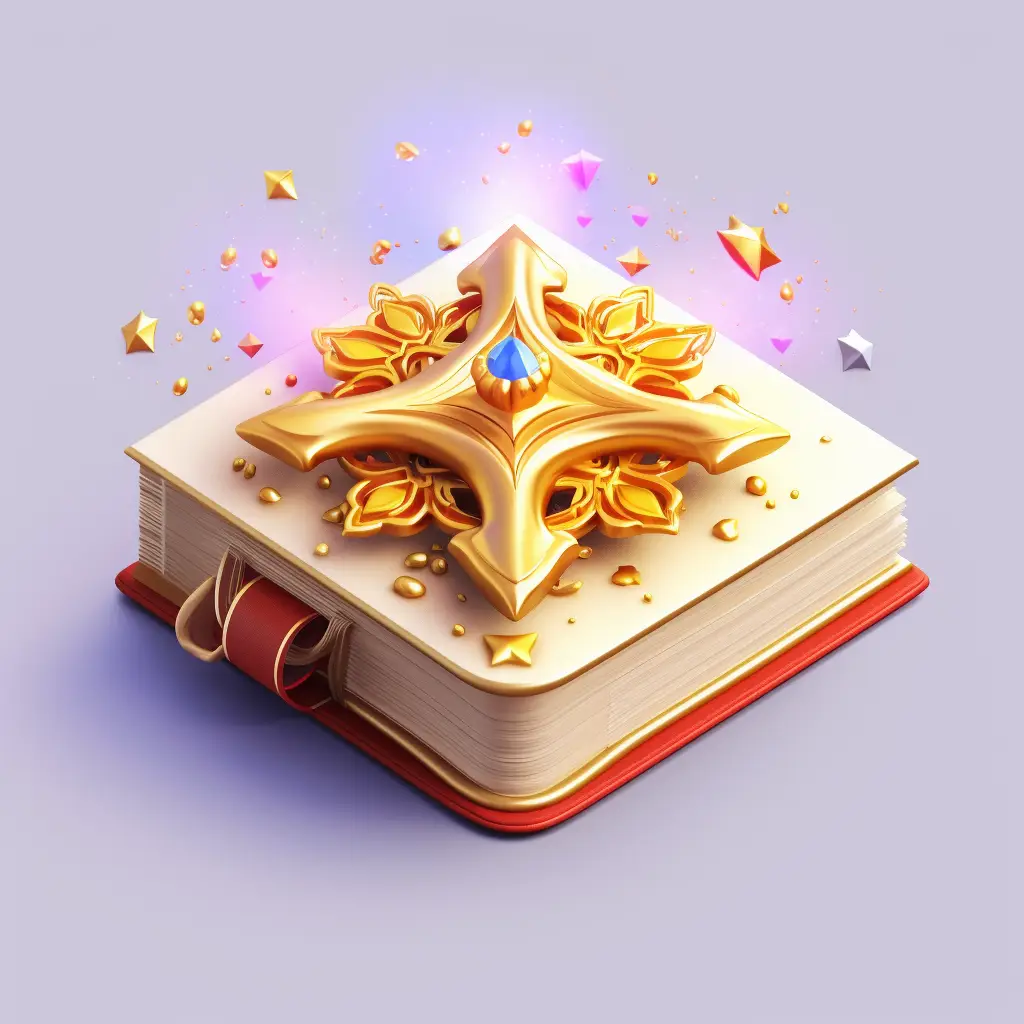 magic book icon 3D material game UI golden art gold