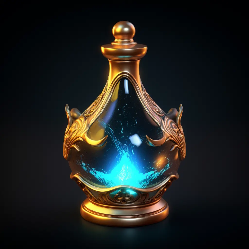 magic mana potion medicine bottle icon 3D material game UI art gold golden